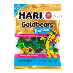 HARIBO TROPICAL GOLDBEARS 4 OZ PEG BAG