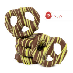 NASSAU CANDY MINI PRETZELS MILK CHOCOLATEY PISTACHIO DRIZZLED