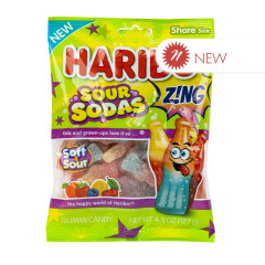 HARIBO SOUR SODAS 4.5 OZ PEG BAG