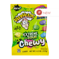 WARHEADS EXTREME SOUR CHEWY 4.5 OZ PEG BAG