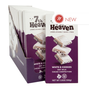 7th Heaven, Vegan Oat Milk Chocolate Bars: White & Cookies - (3.5 Oz - 4 Pack), Healthy Chocolate, Perfect Valentines Gift For Your Loved Ones, 100% Dairy Free, Non GMO