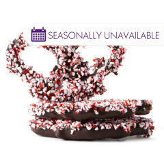 NASSAU CANDY CRUSHED PEPPERMINT DARK CHOCOLATE PREMIER PRETZEL