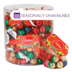 MADELAINE MILK CHOCOLATE FOILED CHRISTMAS BALLS 2 OZ MESH BAG