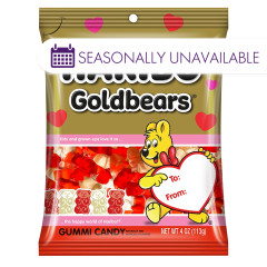 HARIBO VALENTINE GOLDBEARS GUMMI CANDY 4 OZ PEG BAG