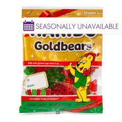 HARIBO CHRISTMAS GOLD BEARS GUMMI CANDY 4 OZ PEG BAG