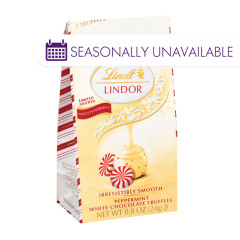 LINDT LINDOR WHITE CHOCOLATE PEPPERMINT MINIS 0.8 OZ POUCH