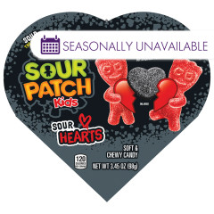 SOUR PATCH KIDS BLACK HEARTS 3.4 OZ HEART BOX
