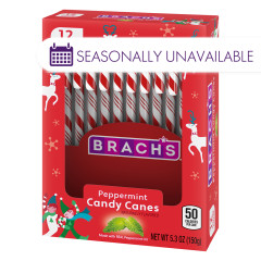 BRACH'S RED AND WHITE PEPPERMINT CANDY CANES 12 PC 5.3 OZ BOX