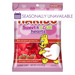 HARIBO SWEET & SOUR HEARTS 4 OZ PEG BAG