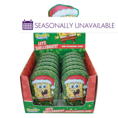 BOSTON AMERICA SPONGEBOB CHRISTMAS LET'S SHELLEBRATE STRAWBERRY 1.2 OZ TIN