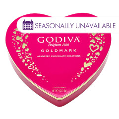 GODIVA GOLDMARK 14 PIECE ASSORTED HEART SHAPED TIN