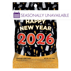 CLEVER CANDY NEW YEARS CHAMPAGNE FLAVORED GUMMY BEARS 4 OZ PEG BAG