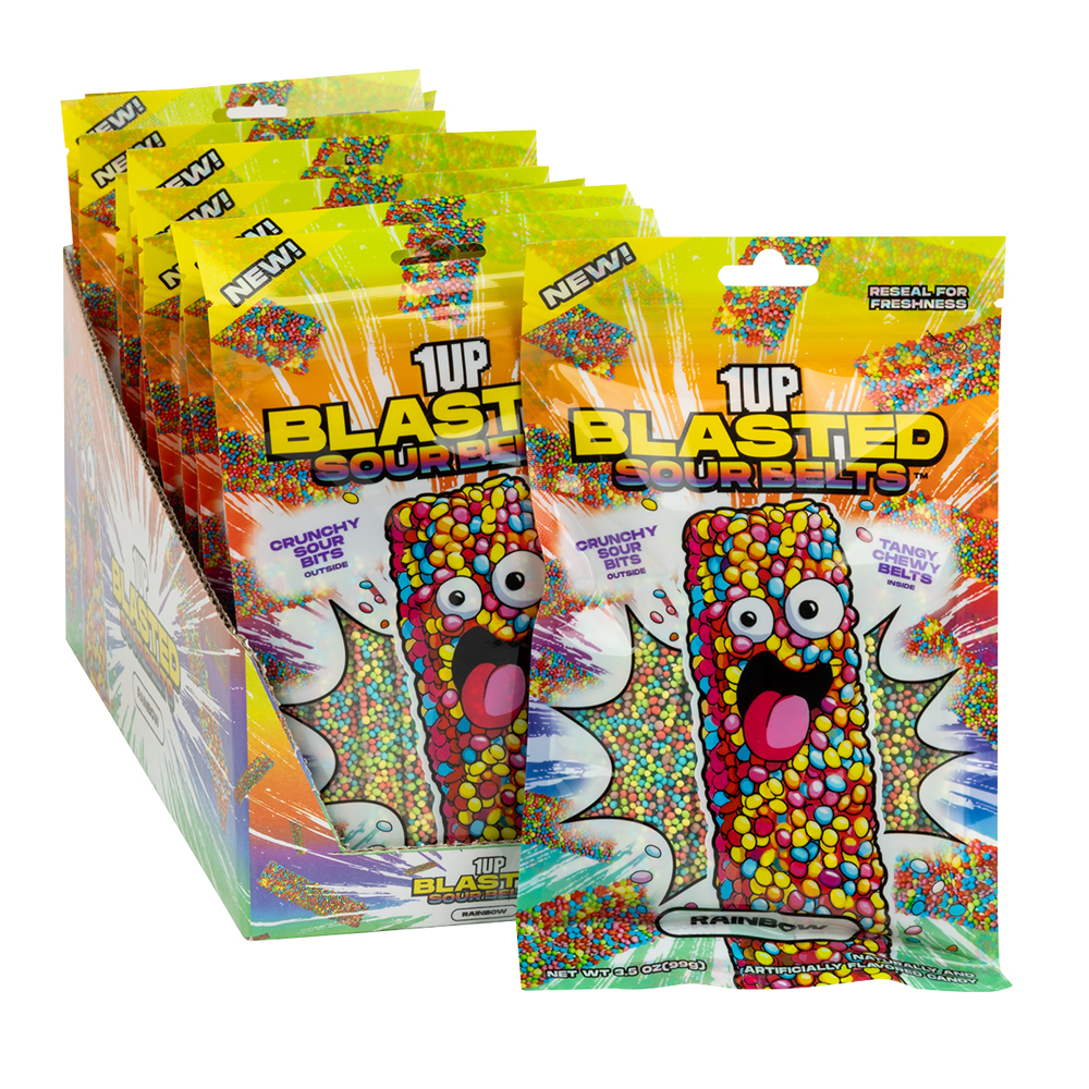 1UP Blasted Sour Belts Rainbow | Nassau Candy