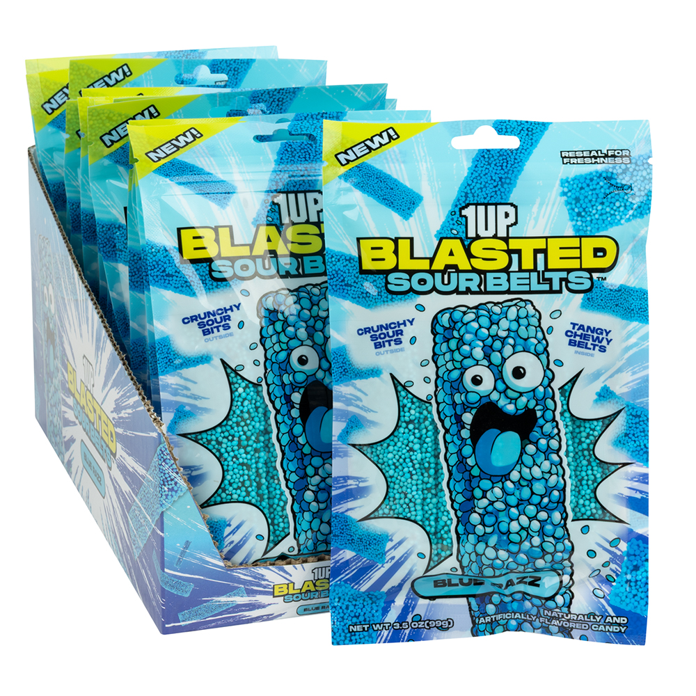 1UP Blasted Sour Belts Blue Razz | Nassau Candy