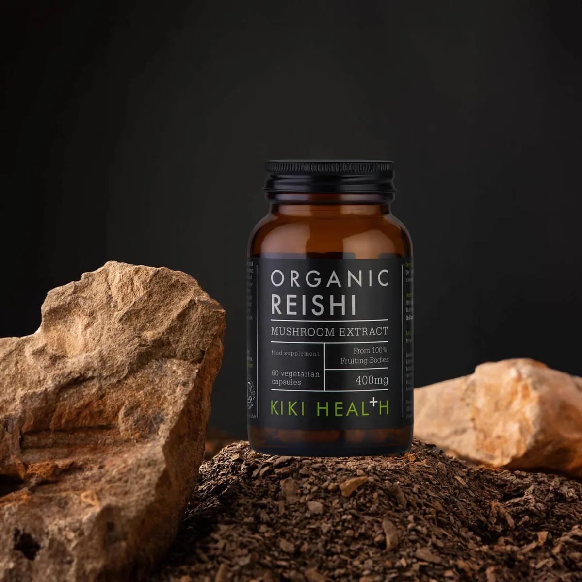 Kiki_Health_Reishi_Extract_BIO,_50%_polysaccharides,_400_mg,_60_rostlinných_kapslí