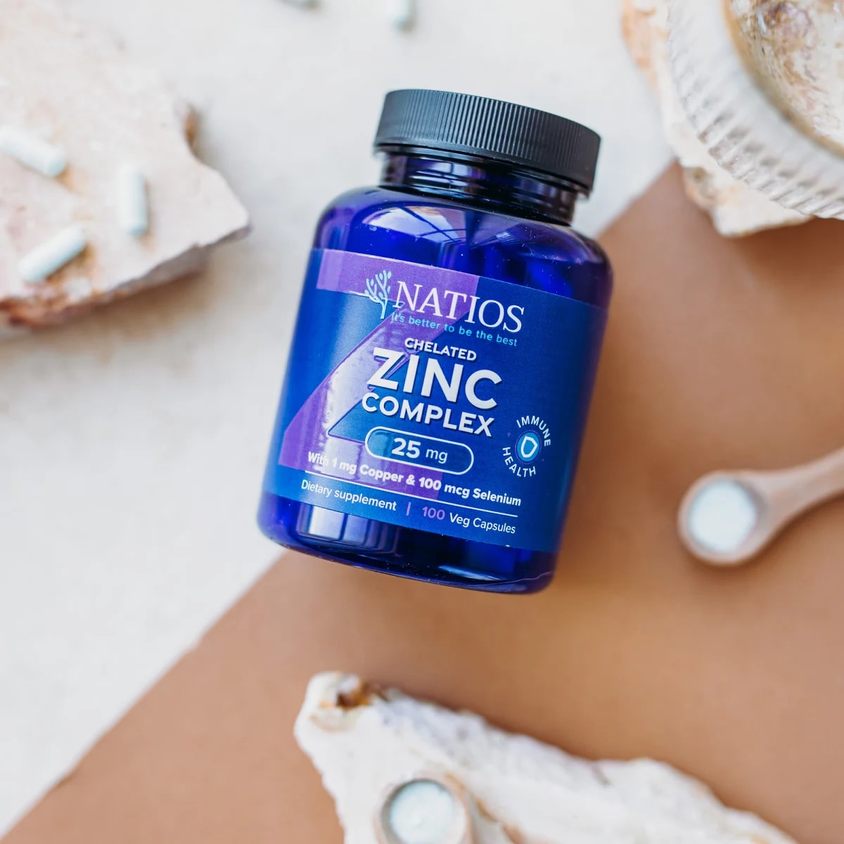 NATIOS_Zinc_Chelated_Complex,_Zinek,_selen_a_měď,_25_mg,_100_veganských_kapslí