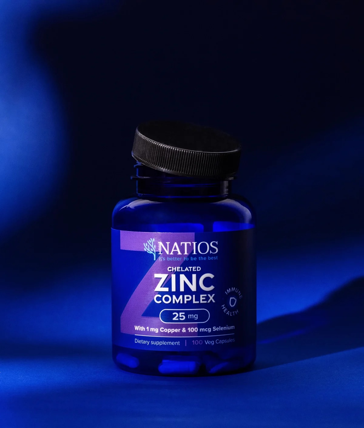 NATIOS_Zinc_Chelated_Complex,_Zinek,_selen_a_měď,_25_mg,_100_veganských_kapslí