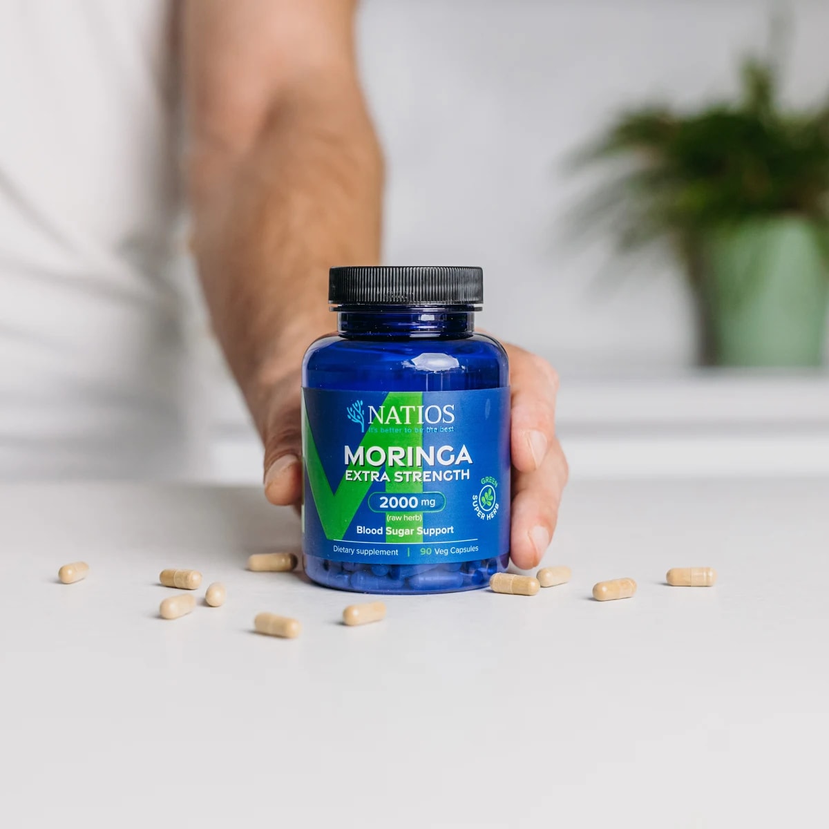 NATIOS_Moringa_Extract,_2000_mg,_Extra_Strength,_90_veganských_kapslí