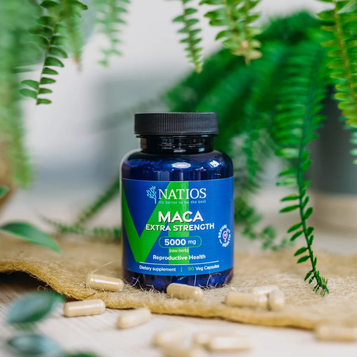 NATIOS_Maca_Extract,_5000_mg,_Extra_Strength,_90_veganských_kapslí