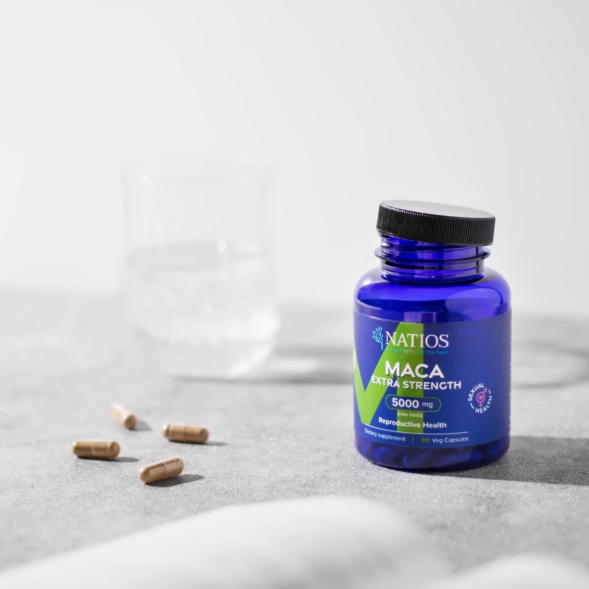 NATIOS_Maca_Extract,_5000_mg,_Extra_Strength,_90_veganských_kapslí