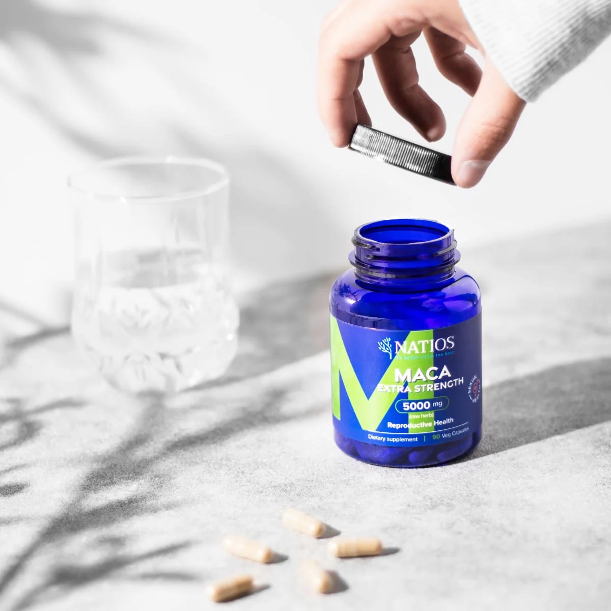 NATIOS_Maca_Extract,_5000_mg,_Extra_Strength,_90_veganských_kapslí