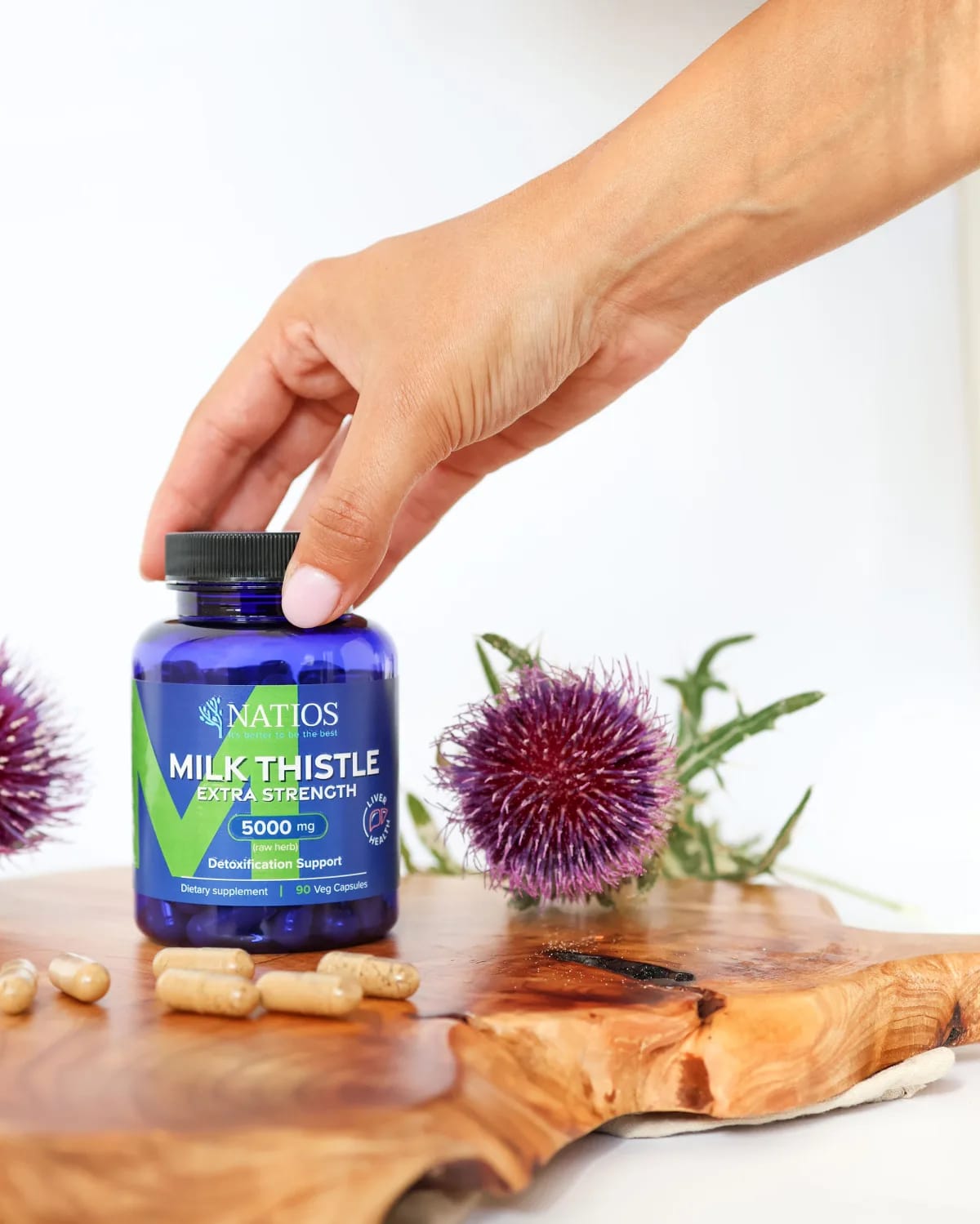NATIOS_Milk_Thistle_Extract,_Ostropestřec,_5000_mg,_Extra_Strength,_90_veganských_kapslí