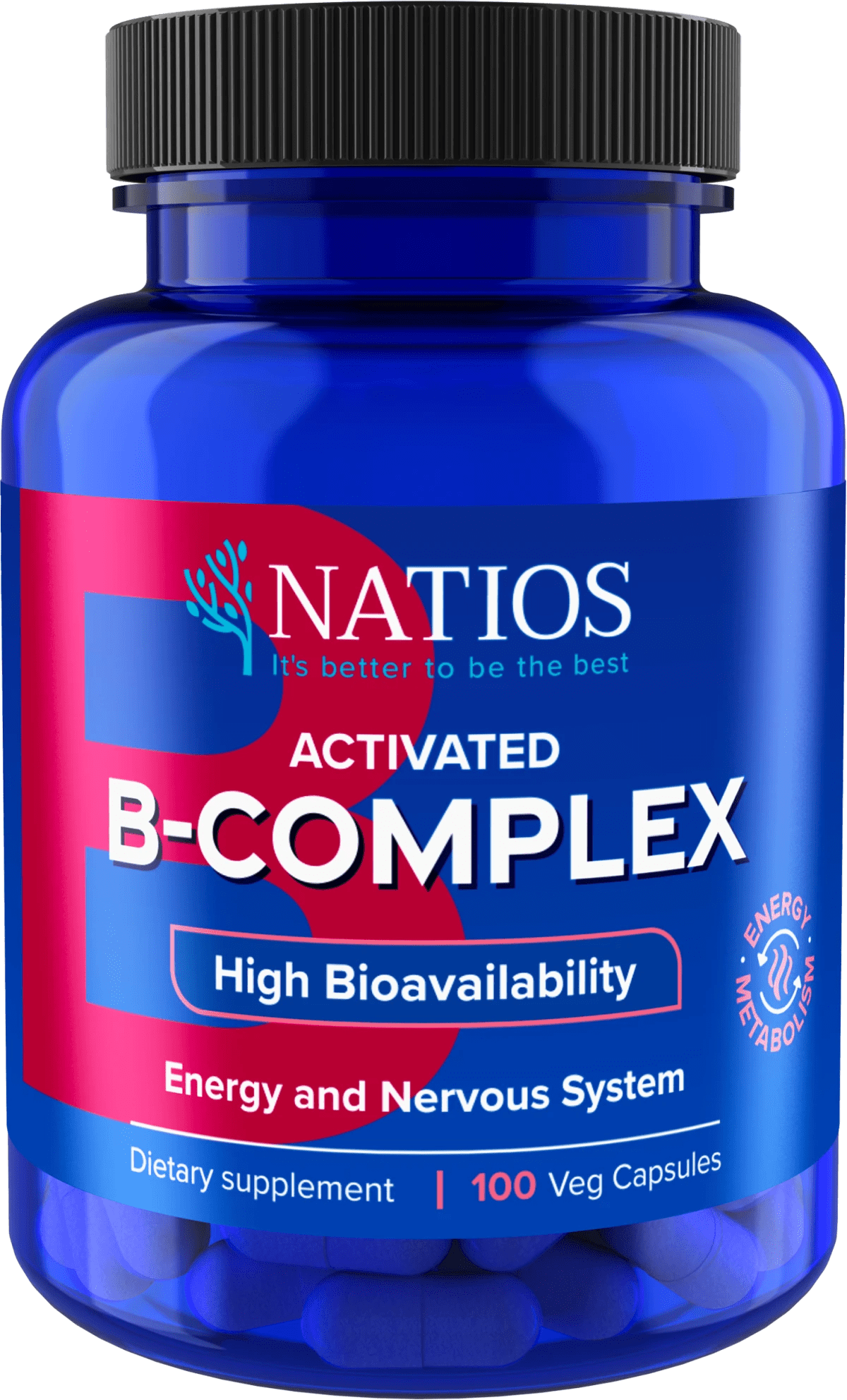 NATIOS_Activated_B-Complex,_Aktivní_formy_vitamínů_B,_100_veganských_kapslí