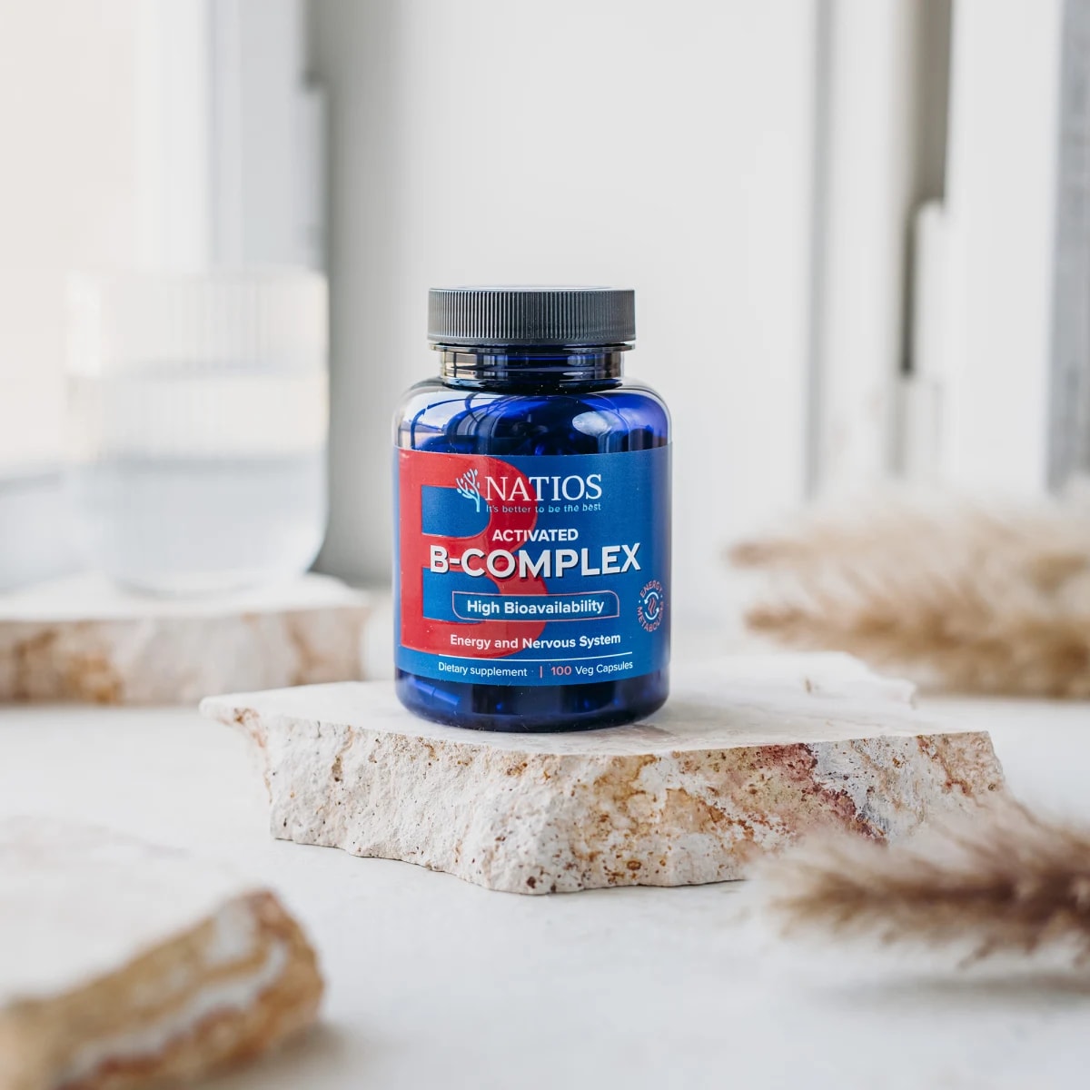 NATIOS_Activated_B-Complex,_Aktivní_formy_vitamínů_B,_100_veganských_kapslí