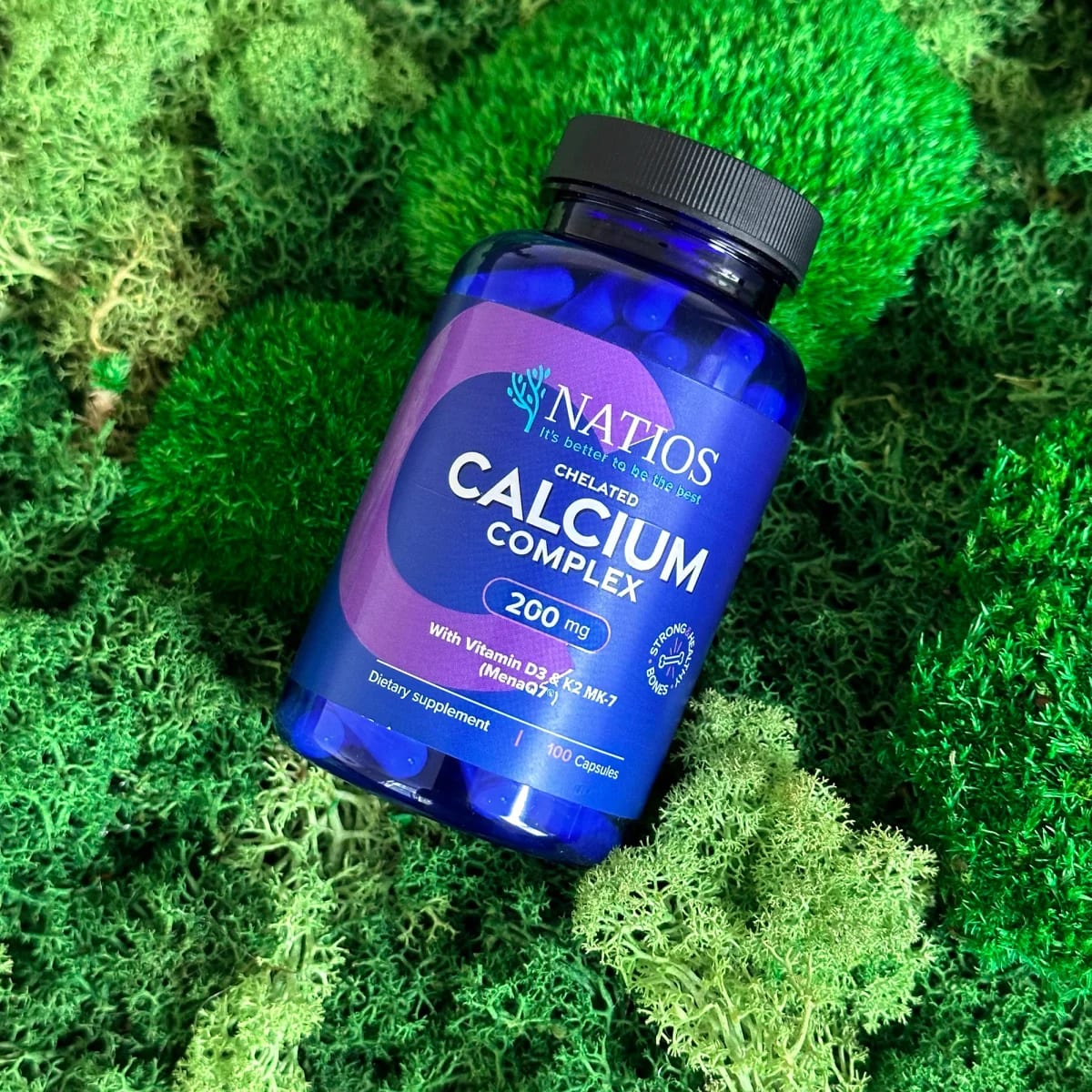 NATIOS_Chelated_Calcium_Complex,_Vápník_s_vitamíny_D3_a_K2_MK-7,_200_mg,_100_kapslí