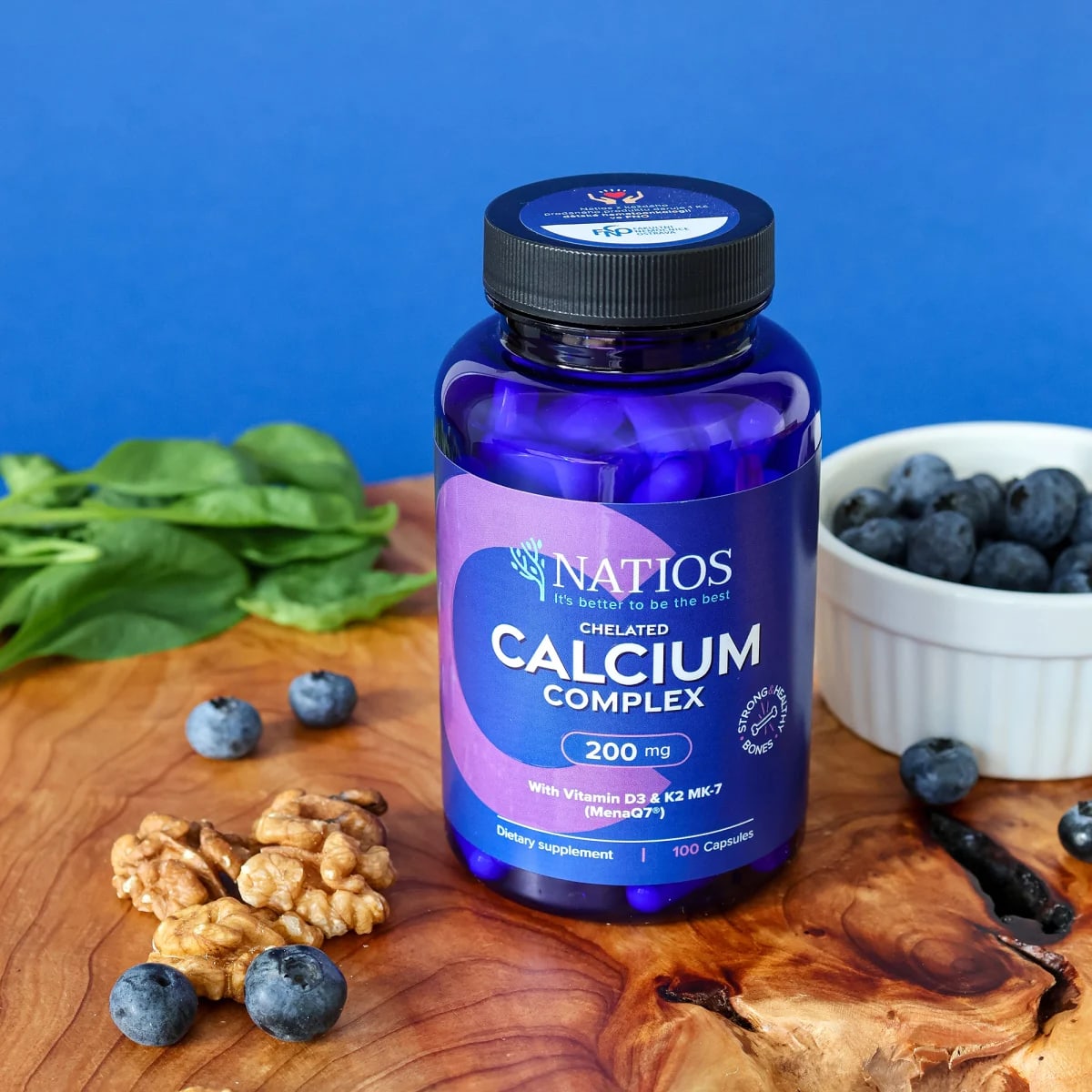 NATIOS_Chelated_Calcium_Complex,_Vápník_s_vitamíny_D3_a_K2_MK-7,_200_mg,_100_kapslí