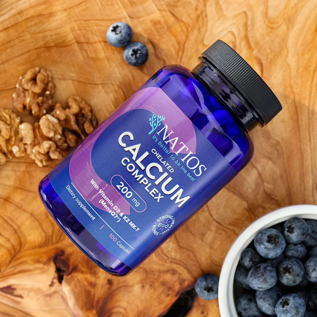 NATIOS_Chelated_Calcium_Complex,_Vápník_s_vitamíny_D3_a_K2_MK-7,_200_mg,_100_kapslí