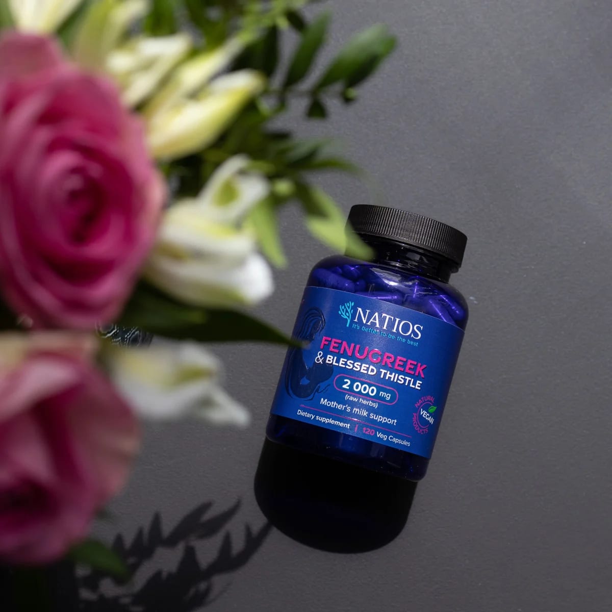 NATIOS_Fenugreek_&_Blessed_Thistle_Extract,_Pískavice_&_Benedikt,_2000_mg,_120_veg._kapslí