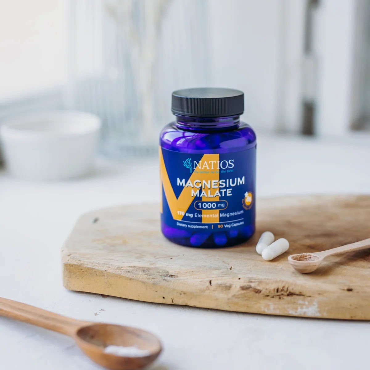NATIOS_Magnesium_Malate_1000_mg_+_B6,_90_veg._kapslí,_(elem._hořčík_170_mg)
