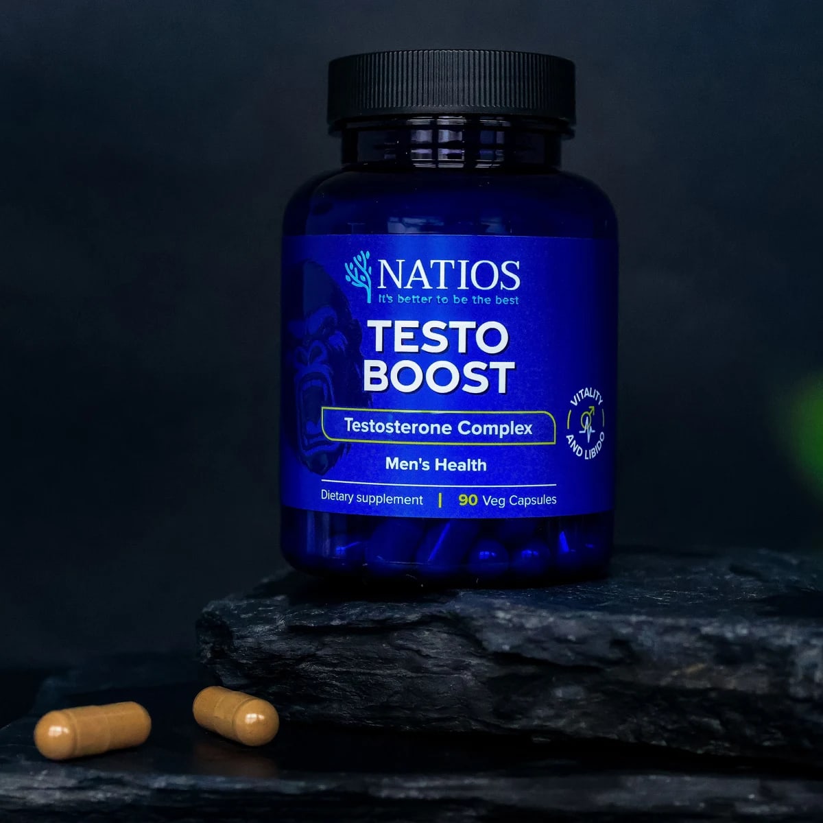 NATIOS_TestoBoost,_Komplex_11_složek,_90_veganských_kapslí