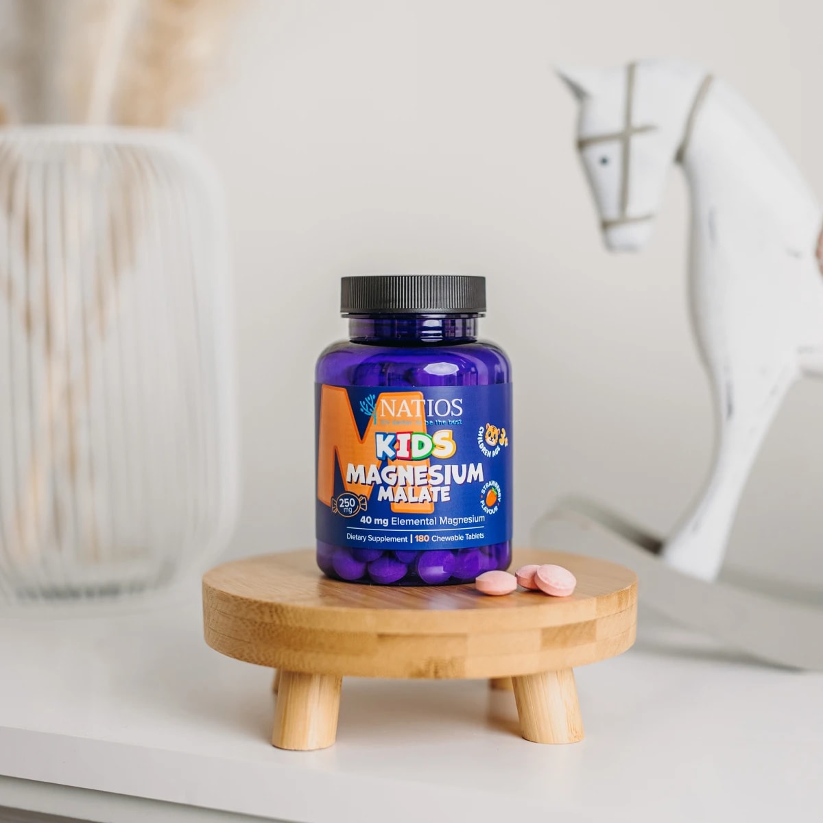 NATIOS_Kids_Magnesium_Malate,_250_mg,_180_jahodových_cucacích_tabletek