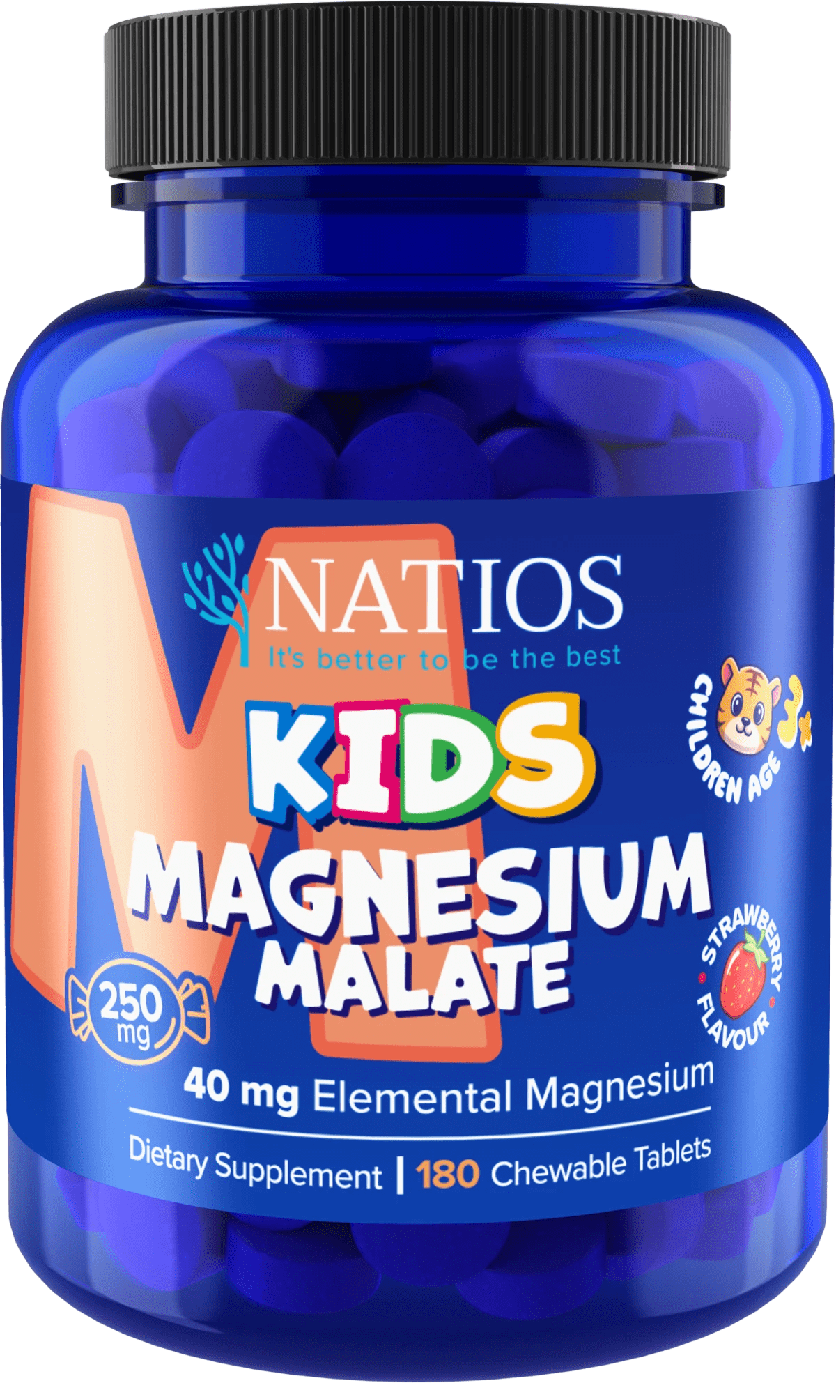 NATIOS_Kids_Magnesium_Malate,_250_mg,_180_jahodových_cucacích_tabletek
