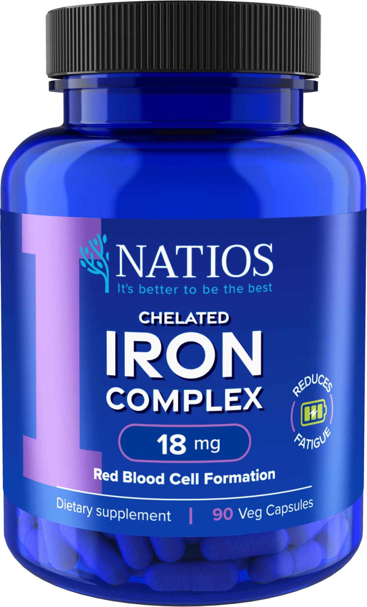 NATIOS_Iron_Chelated_Complex,_Železo_bisglycinát,_18_mg,_90_veganských_kapslí