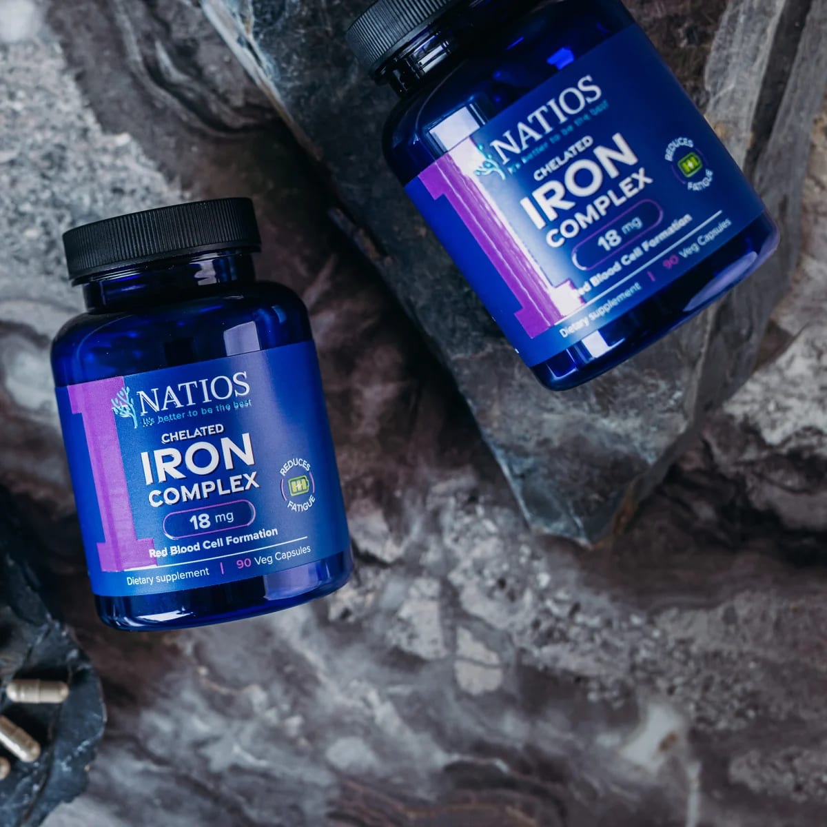 NATIOS_Iron_Chelated_Complex,_Železo_bisglycinát,_18_mg,_90_veganských_kapslí