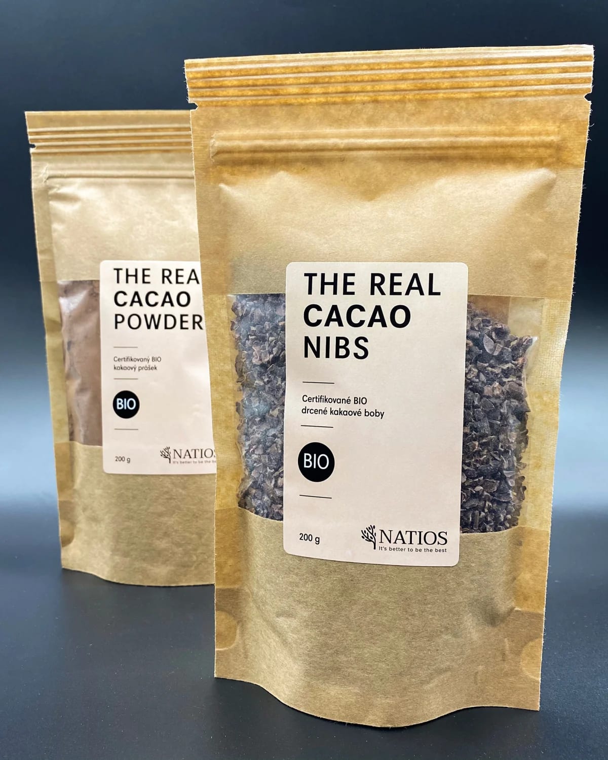 NATIOS_BIO_Theobroma_cacao,_Drcené_Kakaové_Boby_RAW,_200_g