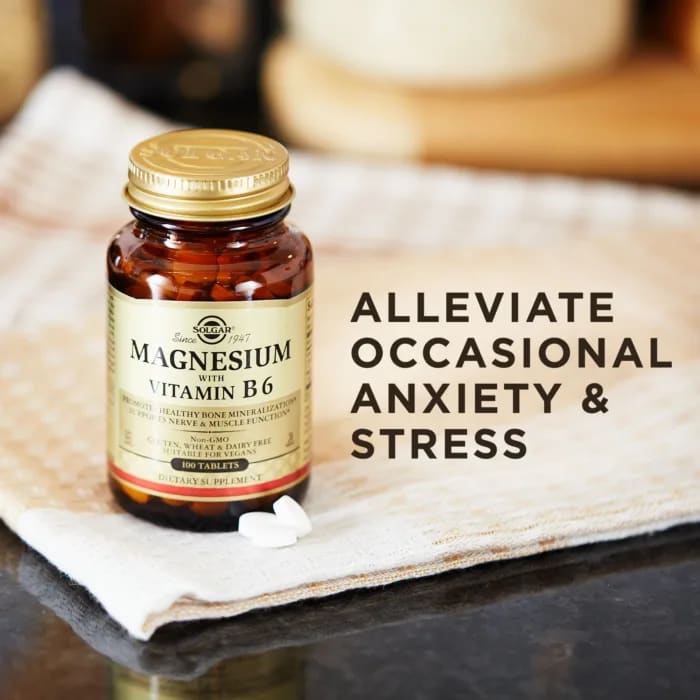 Solgar_Magnesium_with_Vitamin_B6,_400_mg,_100_tablet