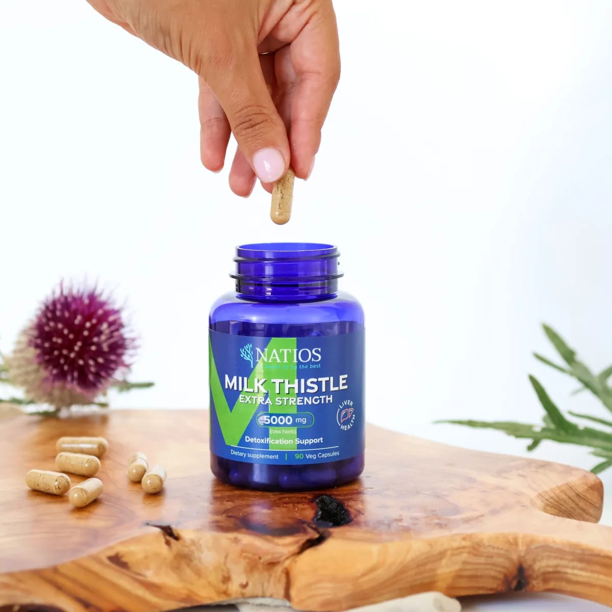 NATIOS_Milk_Thistle_Extract,_Ostropestřec,_5000_mg,_Extra_Strength,_90_veganských_kapslí