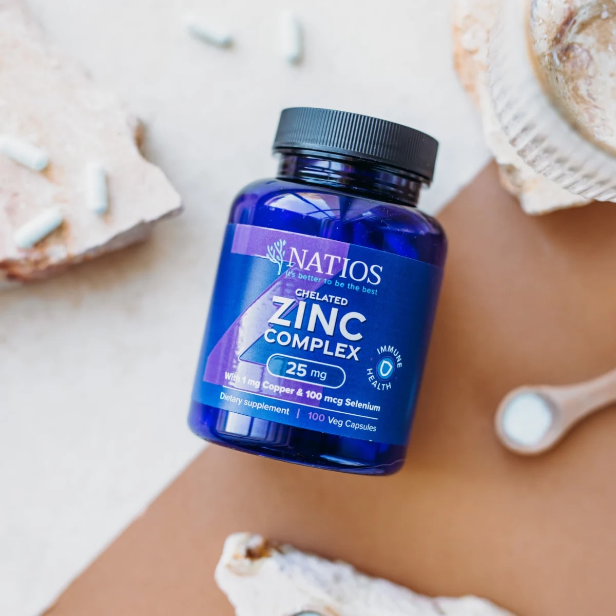 NATIOS_Zinc_Chelated_Complex,_Zinek,_selen_a_měď,_25_mg,_100_veganských_kapslí