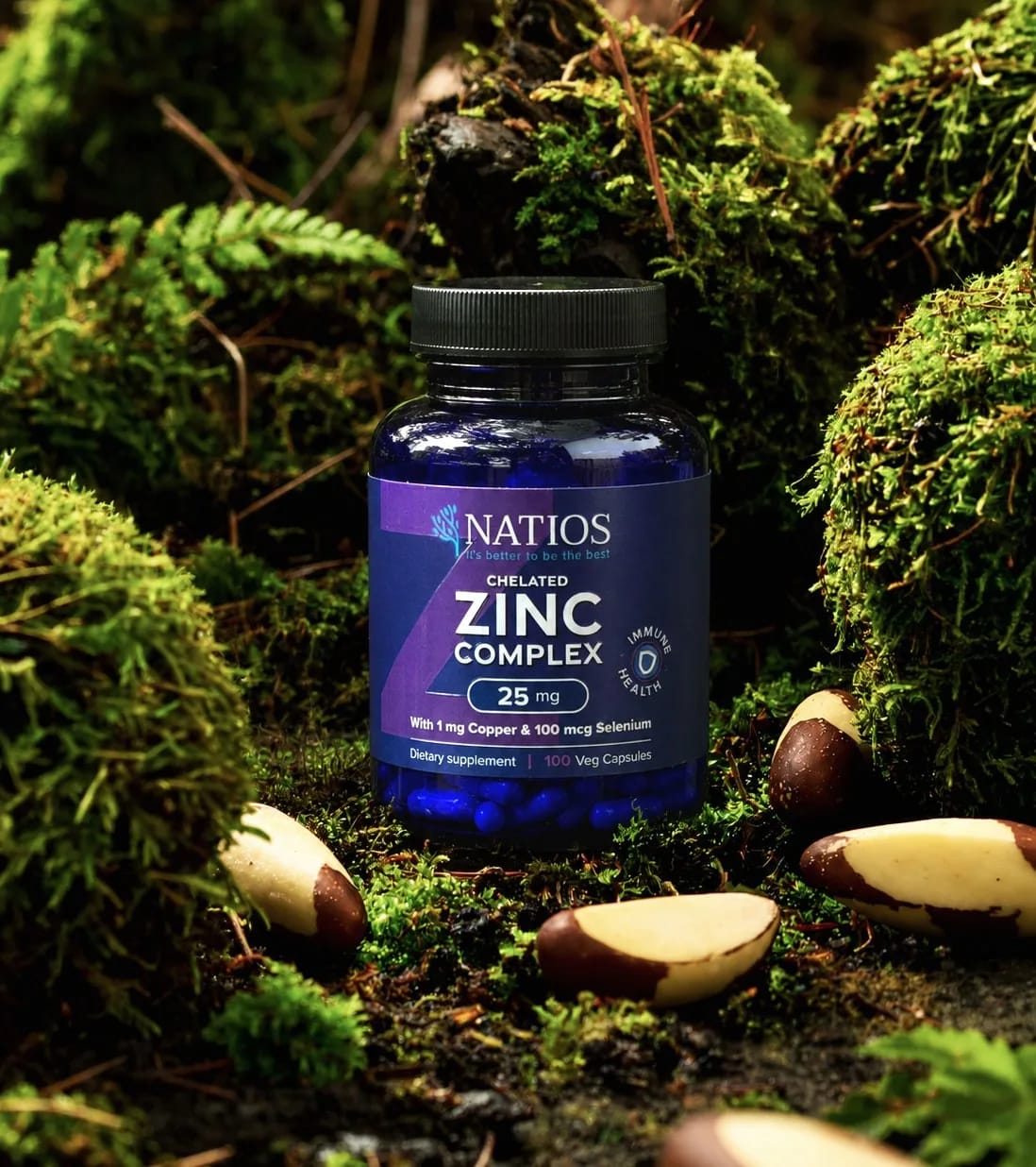 NATIOS_Zinc_Chelated_Complex,_Zinek,_selen_a_měď,_25_mg,_100_veganských_kapslí