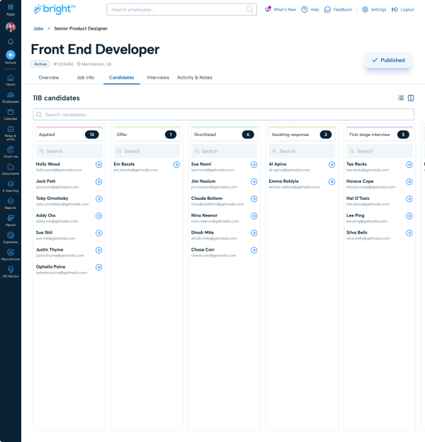 Job Detail Candidates Kanban