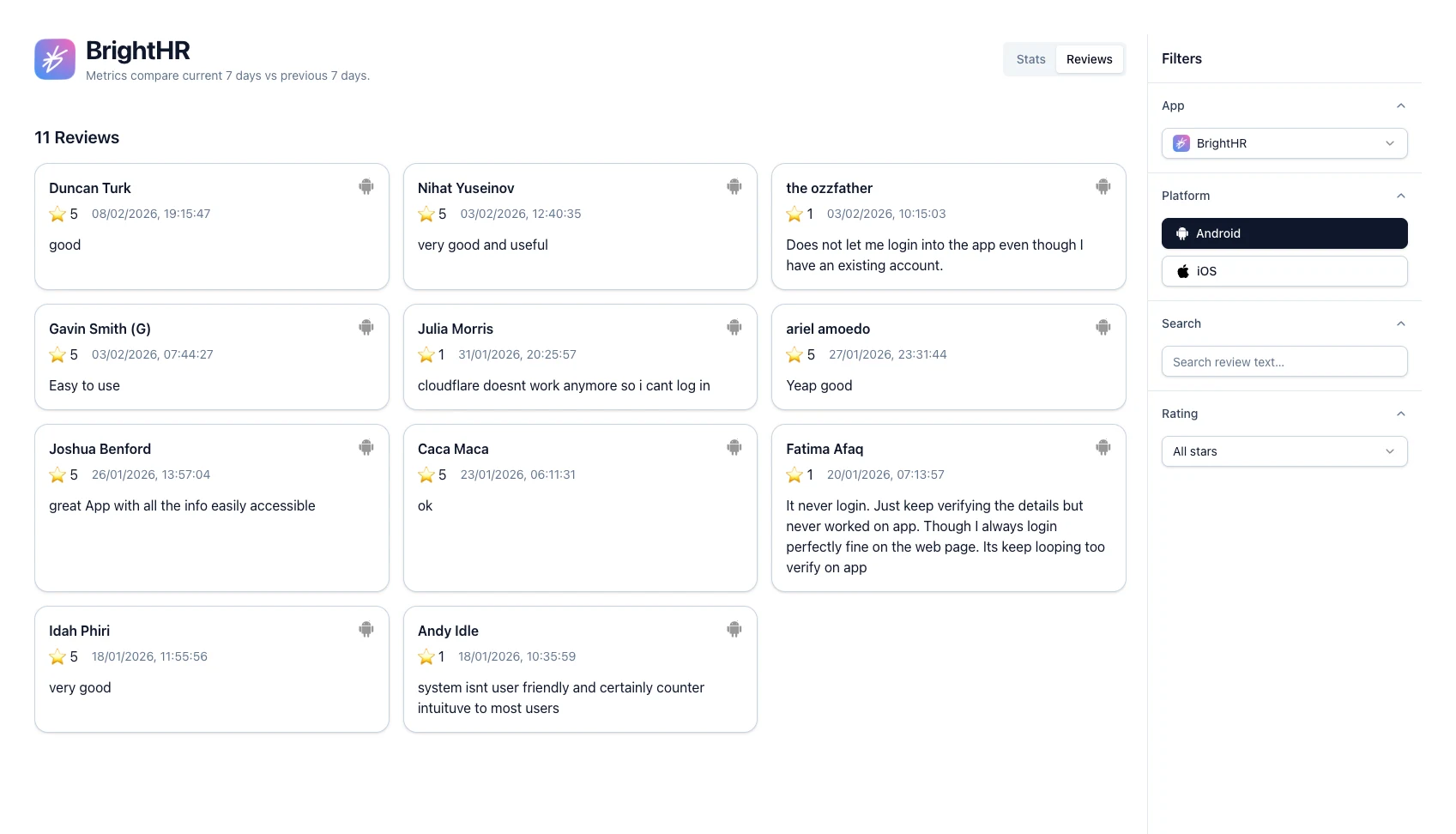 Experiment screenshot