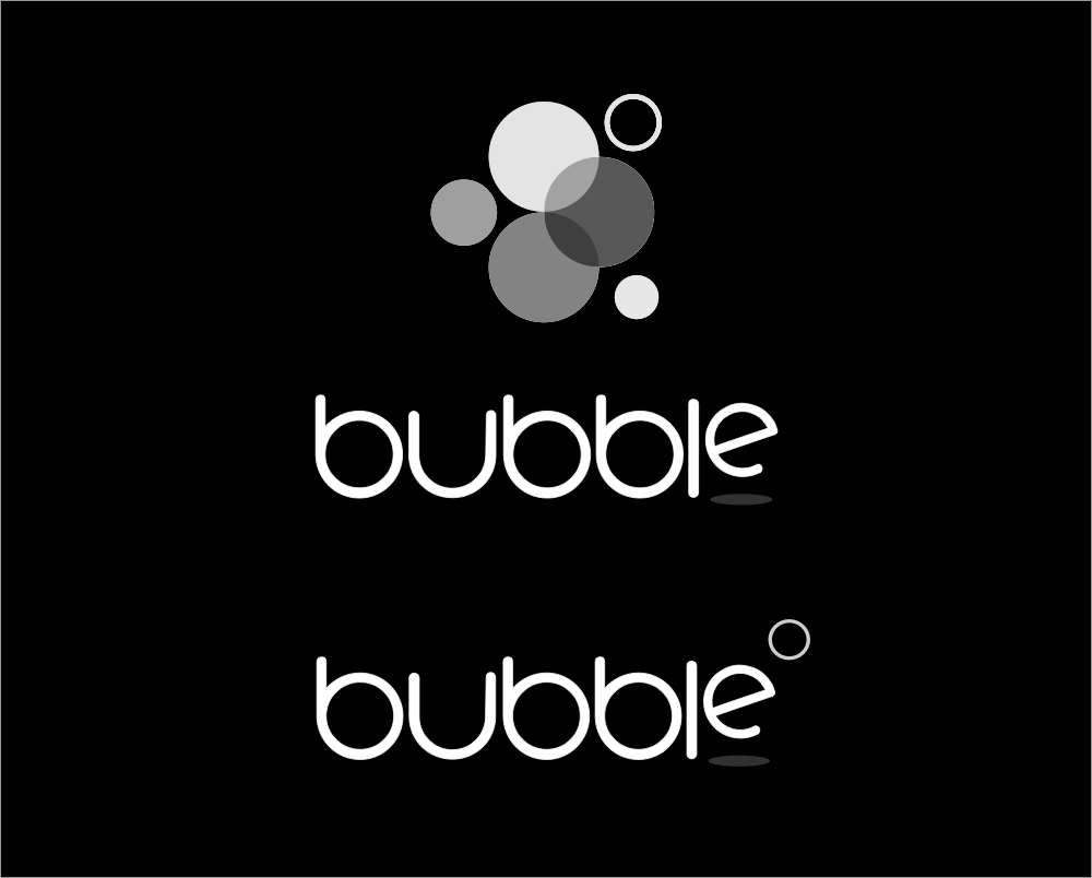 Black and white logo on dark background