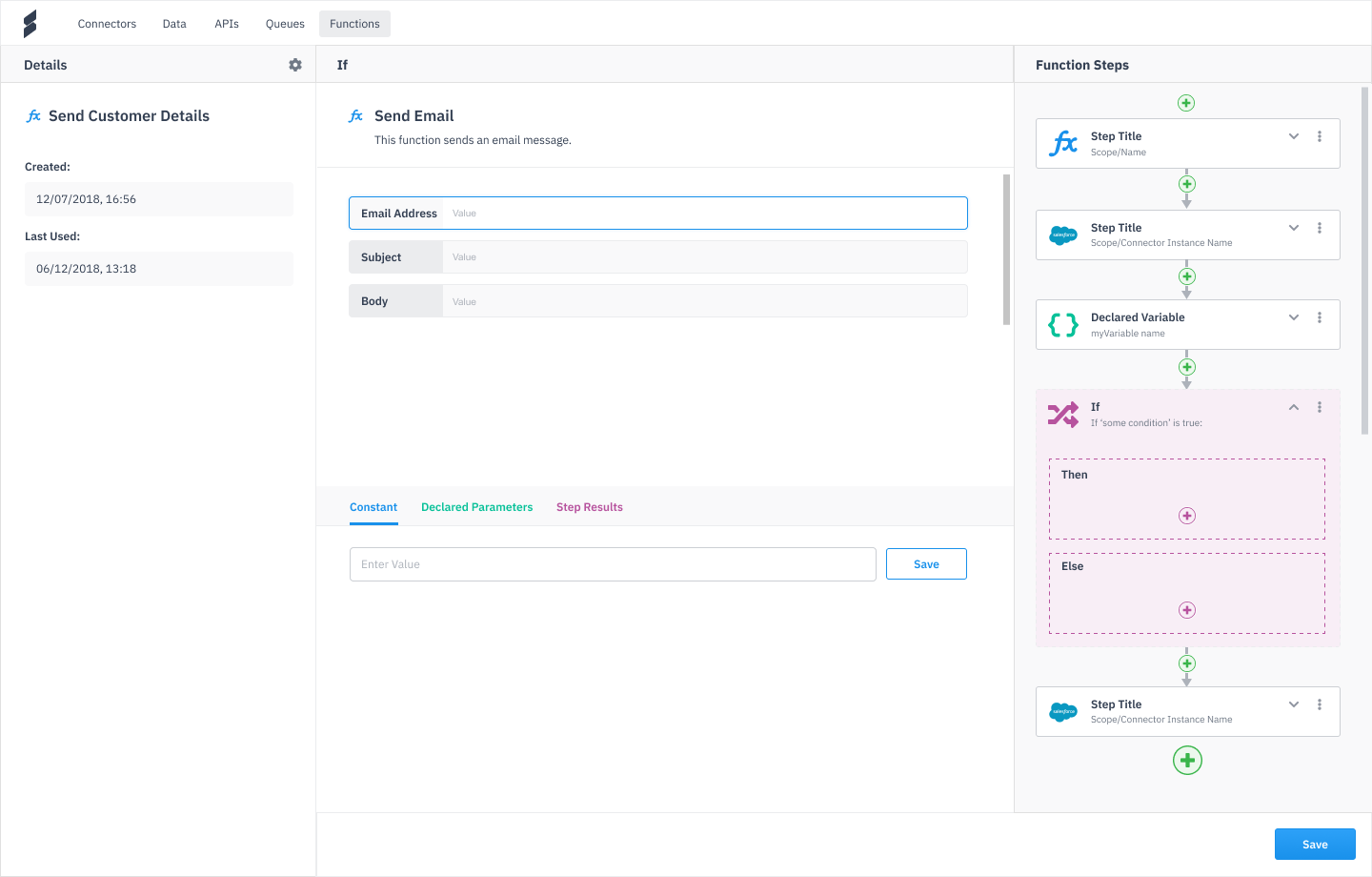 Function builder screen