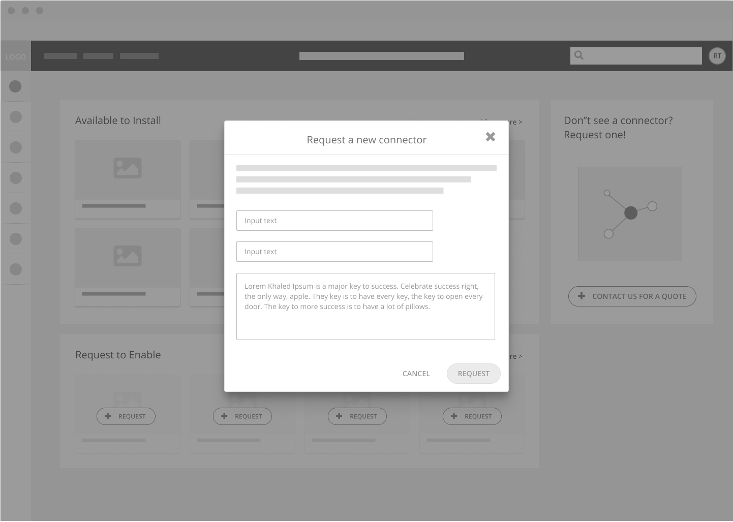Requesting a new connector