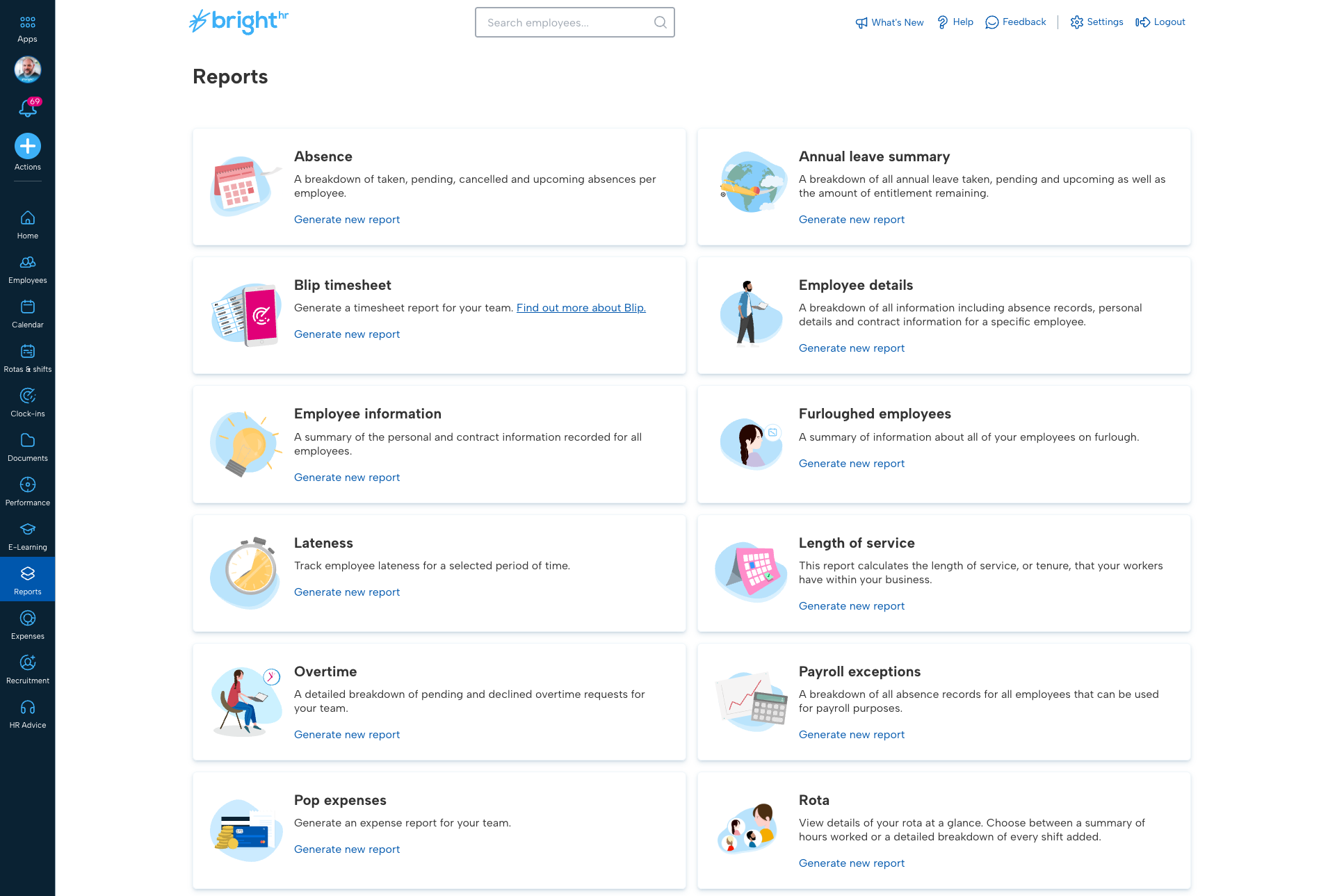 Old Reporting Screen