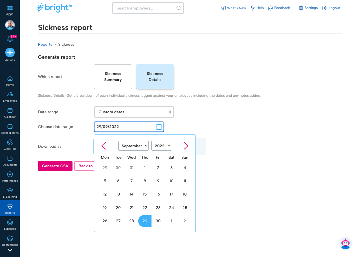 Navigating the calendar